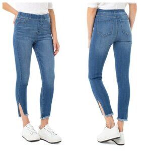 Liverpool Chloe Fray Hem Side Slit Pull On Skinny Crop Jeans Size 0/25